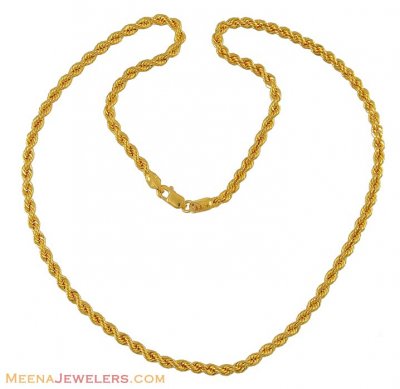 22Kt Rope Chain (22 Inch) ( Plain Gold Chains )