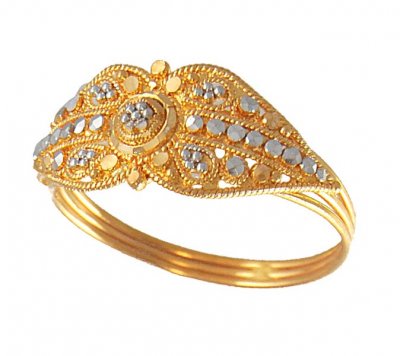 22K Two Tone Ring ( Ladies Gold Ring )