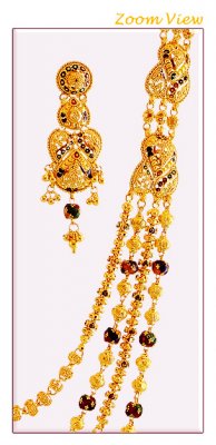 22k Layered Meena Necklace Set ( Bridal Necklace Sets )