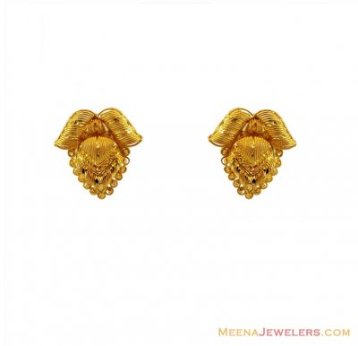 22k Fancy Gold Earrings ( 22 Kt Gold Tops )