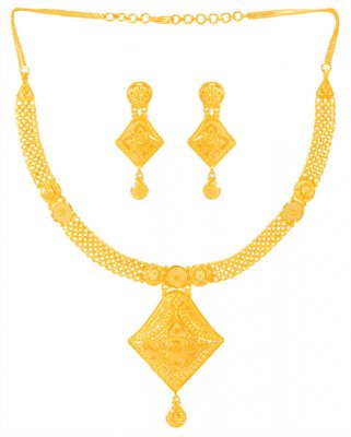 22Karat Gold Necklace Earring Set ( 22 Kt Gold Sets )