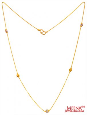 22Kt Gold Two Tone Chain For Girls ( 22Kt Gold Fancy Chains )