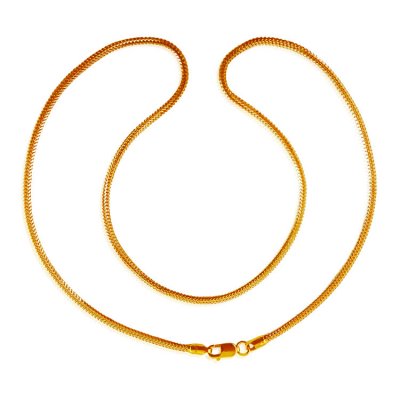 22kt Gold Two Tone Chain (16 In) ( Plain Gold Chains )