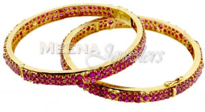 22Kt Gold Bangles with Ruby ( Precious Stone Bangles )
