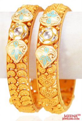 22Kt Gold Antique Kadas (2 Pcs) ( Antique Bangles )