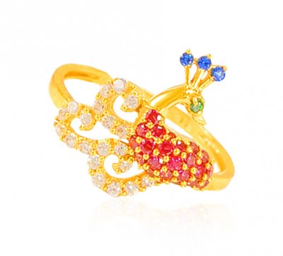 22KGold Ruby, Emerald Sapphire Ring ( Ladies Signity Rings )