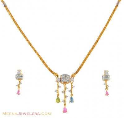 22kt Gold Signity Necklace Set ( Gold Designer Sets )