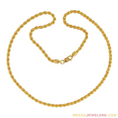 22K Light Rope Chain (16 Inch) ( Plain Gold Chains )