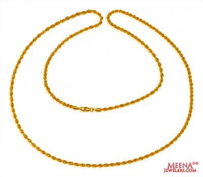 22 Kt Hollow Rope Chain (22 Inches) ( Plain Gold Chains )