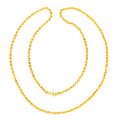 22K Rope Chain (24 Inch) ( Men`s Gold Chains )