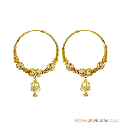 22k Yellow Gold Bali ( Earrings) ( Hoop Earrings )