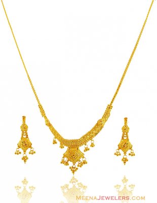 22k Gold Traditional Necklace Set  ( Light Sets )
