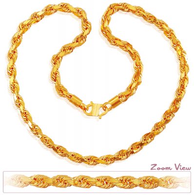 22K Gold Rope Chain (20 Inch) ( Men`s Gold Chains )