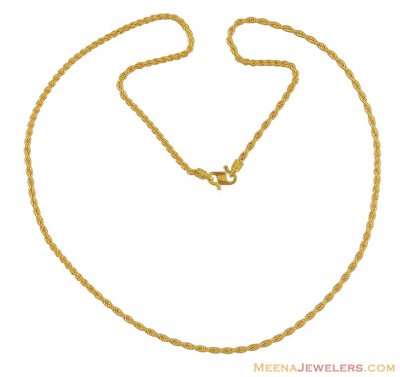 Hollow Rope Chain (18 Inches)(22k) ( Plain Gold Chains )