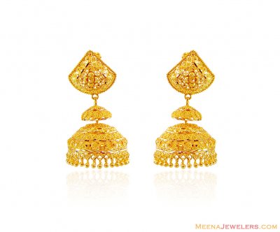 22k Gold Jhumki earrings ( 22Kt Gold Fancy Earrings )