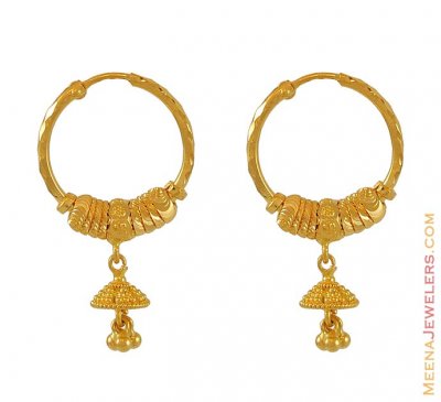Gold bali with Chandelier ( Hoop Earrings )