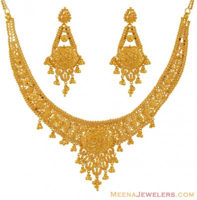 Indian Necklace Set (22k gold) ( 22 Kt Gold Sets )