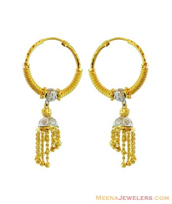 22K Gold Indian Bali ( Hoop Earrings )