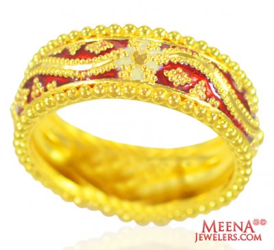 22kt Gold Meenakari Band For Ladies ( Ladies Gold Ring )