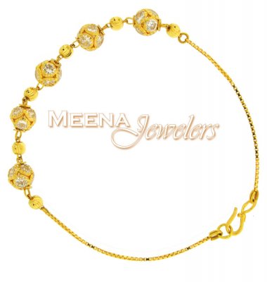 22kt Yellow Gold Bracelet with CZ (Cubic Zircon) ( Ladies Bracelets )