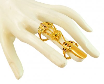 22K Gold Dual Ring with Nail ( Ladies Gold Ring )