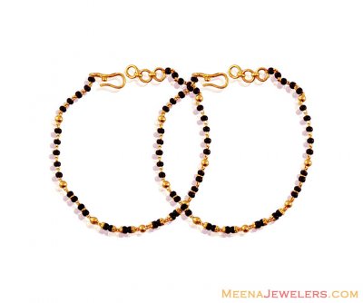 22k Gold baby bracelets ( Black Bead Bracelets )
