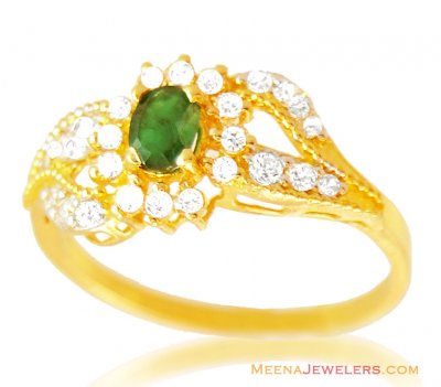 Fancy Emerald 22k Ring ( Ladies Rings with Precious Stones )