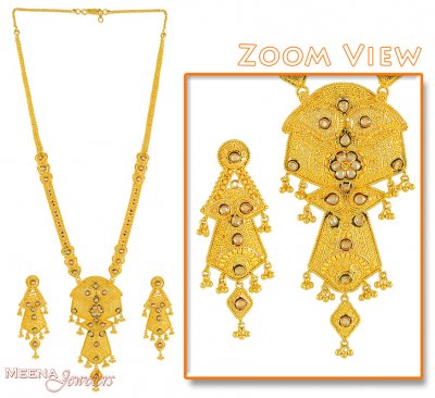 22K Gold Long Patta set with Stones ( Bridal Necklace Sets )