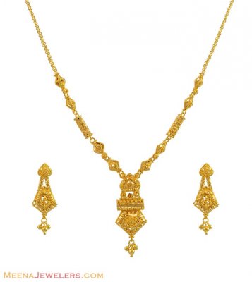 22K Gold Necklace Set - StLs10938 - 22K Gold Necklace and Earrings set ...