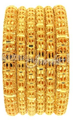 22 Kt Gold Handmade Bangles ( Set of Bangles )