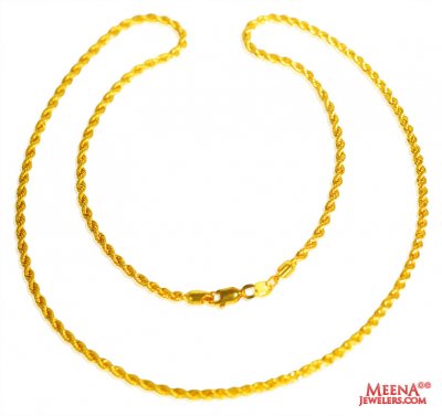 22 Kt Hollow Rope Chain (26 Inches) ( Plain Gold Chains )