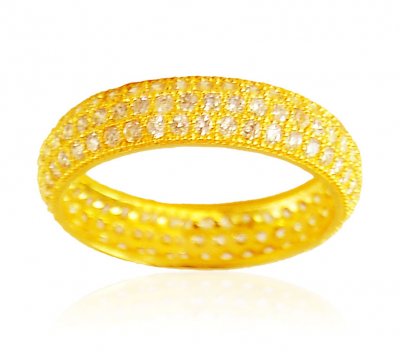 22Kt Gold Cubic Zircon Band ( Ladies Signity Rings )