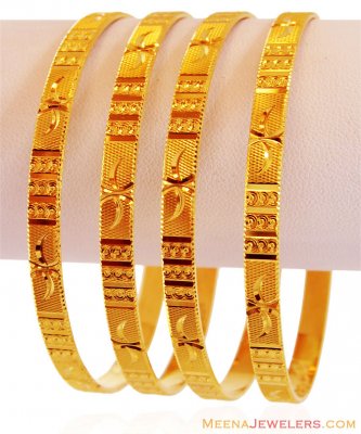 Gold Machine Bangles (4 Pc) ( Set of Bangles )