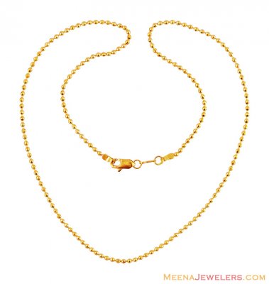 22k Yellow Gold Ball Chain (18Inches) ( 22Kt Gold Fancy Chains )