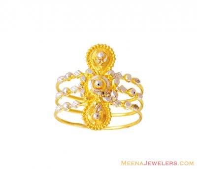 22K Fancy 2 Tone Wire Ring ( Ladies Gold Ring )