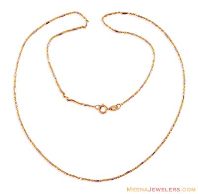 18K Delicate Two Tone Chain ( 22Kt Gold Fancy Chains )