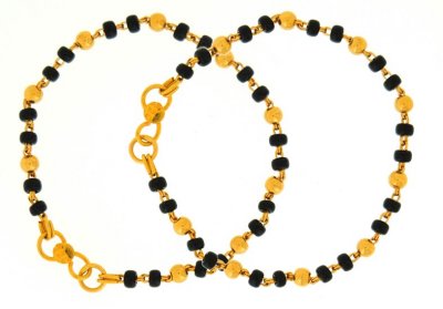 Gold Bracelet with Black beads ( Black Bead Bracelets )