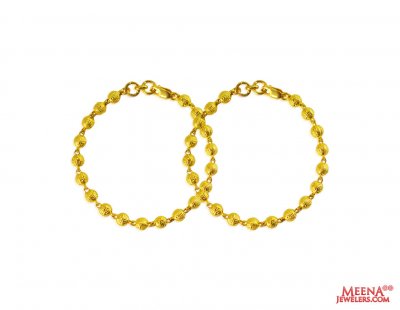 22 Karat Gold Balls Bracelet(2 pcs) ( 22Kt Baby Bracelets )