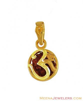 Om and Rudraksh pendant (22k gold) ( Om Pendants )