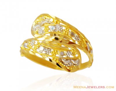Fancy 2 Tone Filigree Ring 22k  ( Ladies Gold Ring )