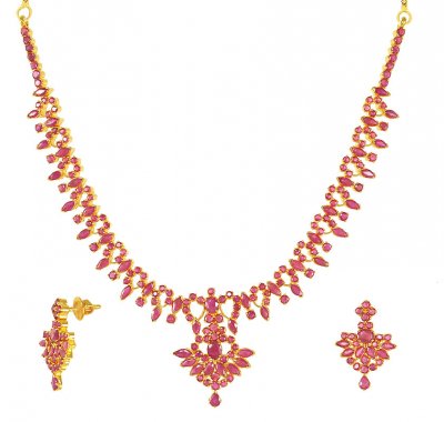 22Kt Gold Jewelery (Ruby Necklace Set) ( Ruby Necklace Sets )