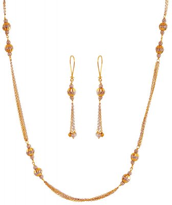 Layered Designer Gold Necklace Set  ( Light Sets )
