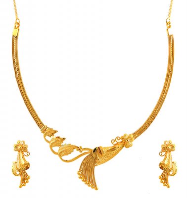 22K Gold Floral Necklace Set ( 22 Kt Gold Sets )