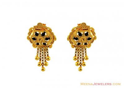 22K Fancy Gold Meena Earrings  ( 22 Kt Gold Tops )