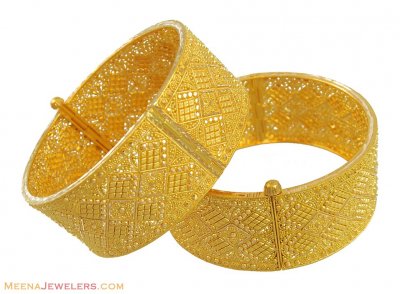 22K Gold Filigree Wide Bangles(1Pc) ( Kadas )
