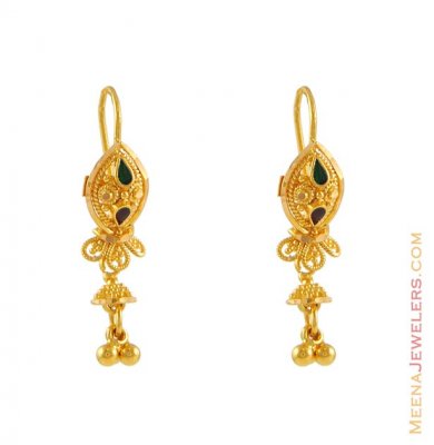 Gold enamel paint earring ( 22Kt Gold Fancy Earrings )