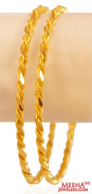 22Kt Gold Fancy Bangles (2 pc) ( Gold Bangles )