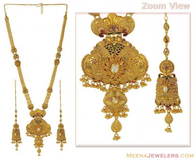 Antique bridal necklace set (22k Gold) - StBr6601 - 22k Gold indian ...