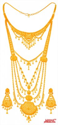 22 Kt Gold Bridal Necklace Set  ( Bridal Necklace Sets )
