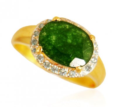 22k Gold  Emerald Ring ( Ladies Rings with Precious Stones )